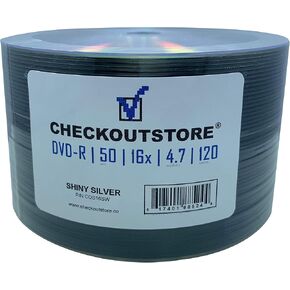 CheckoutStore (50) Premium 16x DVD-R 4.7GB في Tape Wrap (Silver Silver)