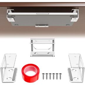 NiHome Clear Acrylic Under Desk Laptop Mount, Easy Installation Adjustable Laptop Holder, Scratch-Resistant Under-Desk Stand for MacBook, Notebook, Modem, TV Box, PS4 Slim & Keyboard