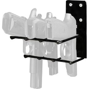 Rack'em Gun Racks - Wall Mount Pistol Rack - Gun Safe Rack - Indoor Handgun Storage Hooks - 3,4,5 Firearm Holsters - Heavy Duty Coated Steel