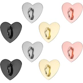 8pcs Heart Cell Phone Ring Holder, Metal Finger Ring Stand Heart-Shaped Sticky Phone Grip Loop Adhesive Phone Charm Hook for Mobile Phone Case Pad Tablet DIY Accessories ﻿