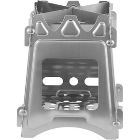 Small Portable Wood Burning Camping Stove Foldable Backpacking Stove Stainless Steel Camping Stove Outdoor Cooking Stove for Outdoor Hiking Traveling BBQ (Silver)