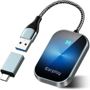 Carplay Wireless Adapter, 2024 USB CarPlay Wireless Mini Dongle with USB C/A 5.8Ghz WiFi for Factory Wired Carplay to Wireless Plug&Play, Compatible with Cars from 2015& iPhone iOS10+