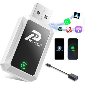 Wireless CarPlay Adapter for Apple iPhone/Android Auto, 2 in 1 Mini Portable Car Play Wireless Dongle, Instant Connect for Convert Wired to Wireless CarPlay from iOS 10+/Android 11+