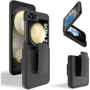 Ailiber for Samsung Galaxy Z Flip5 Case, Galaxy Z Flip 5 Phone Case Holster with Back Screen Protector, Swivel Belt Clip, Kickstand Holder, Full Body Shockproof Shell Cover for Samsung Z Flip5-Black