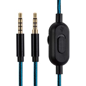 Astro A10 A10 Gen 2 A30 A40 A40 tr Replacement Cable, Compatible with Logitech A10 A10 Gen 2 A30 A40 A40 tr Gaming Headsets 3.5mm Gaming Headsets Audio line, Inline Mute Cord, 2 meters, Black