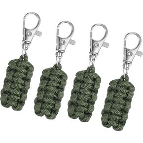 uxcell 4pcs Paracord Zipper Pulls, 3.1" Paracord Lanyard Keychain for Backpacks, Tents, Trolley Cases, Traveling Cases, Key, Jackets, Dark Green