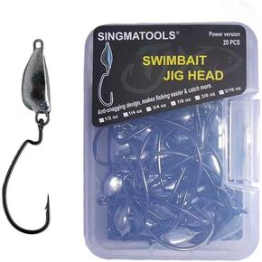 Weedless Swimbait Jig Heads Weighted Texas Ned Rig Jig Heads EWG Hooks Power Version with Different Weight for Bass Fishing 1/2 1/4 3/4 1/8 3/8 3/16 OZ