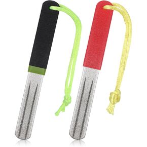 2 Pcs Fish Hook Sharpeners Double Sided Diamond File Hook Sharpener Gut Hook Sharpener Hook File for Fishing Portable Grinding Tool Double Sided Fine and Medium Grit