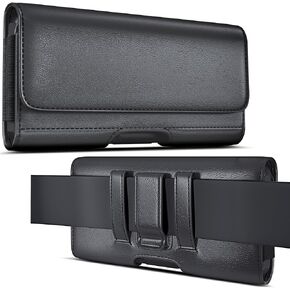 DeBin Holster for iPhone 16 Pro Max 16 Plus, 15 Promax 14 Plus 13 12 11 Xs 8 7 6s Cell Phone Belt Holder for Men Case with Clip ID Card Holder Pouch Cover (Fits Otterbox Commuter Case) Large Black