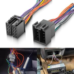 16 Pin ISO Radio Wire Harness Adapter Male & Female Fits for Peterbilt Freightliner Semi Truck International Volvo Sterling Mack Kenworth Stereo Connector to JVC Pioneer Kenwood Sony Android