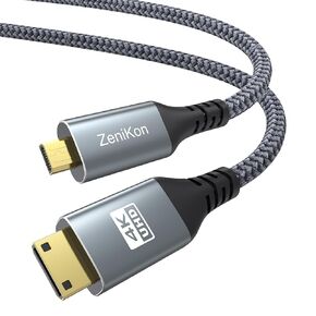 4K Micro HDMI to Mini HDMI Cable 3.3FT for Raspberry Pi 5/4 Camera to Portable Monitor, High Speed Mini HDMI Type C Male to Micro HDMI Type D Male Cable Braided Cord 4K@60Hz, 2K, 1080P, 3D