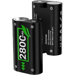 2 حزمة بطارية لوحدة التحكم في سلسلة Xbox Series X/S ، (2800mAh) ترقية جديد 0 دورة بطارية عالية السعة للبطارية لـ Xbox One/Xbox One S/Xbox One X/Xbox One Elite/Xbox Series X/Xbox S Series S