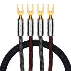 Viborg Speaker Cable Prime SP/1, 16AWG Hi-End Loudspeaker Cable Speaker Wire with VS701G Pure Copper Gold Plated Fork Spade Connectors (6.6FT/2M)