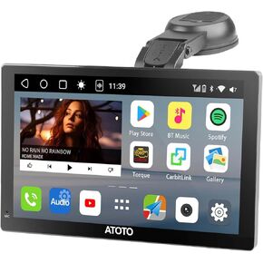 ATOTO P9 7inch QLED Android Digital Media Receivers, 4G+32G Portable Car Stereo with Wireless CarPlay & Android Auto, 4G LTE, Dual BT, GPS Tracking, HDMI Input and 4 Audio Outputs,P907PR