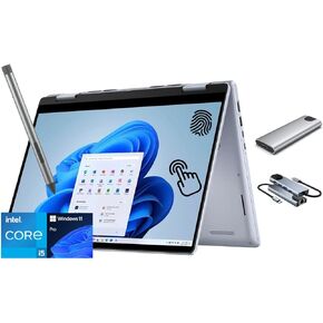 Dell Inspiron 14 2-in-1 Laptop, FHD+ 14 inch Touchscreen, Intel Core 5 120U (Beats i7-1355U) 10-Core CPU, 64GB DDR5, 2TB SSD + 256GB Portable SSD Hub, WiFi 6E, Backlit KB, FP Reader, Win 11