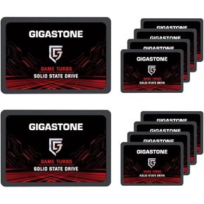 GIGASTONE SATA SSD 256GB (10-Pack) 2.5 inch SSD 520MB/s Upgrade Laptop PC Memory and Storage PS4 HDD Replacement 2.5" Internal Solid State Hard Drives SATA III SLC Cache 3D NAND Game Turbo Performance