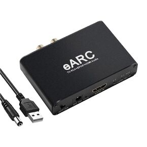 eARC to RCA+SPDIF+HDMI Audio Converter, 24bit/192KHz Audio Sampling Rate, ARC Audio Return, HD 5.1 and HD 7.1 Channels, RCA 3.5 mm Audio Converter, Supports eARC & ARC Inputs