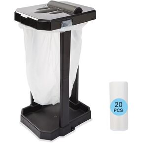 Collapsible Trash Can with Reinforced Legs & 20 Bags – Portable Garbage Bin for Camping, RV, Picnics, Indoor/Outdoor Use, Easy Assembly, Compact Storage, Includes Ground Pegs for Stability
