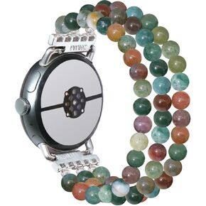 C&L Accessories Compatible with Google Pixel Watch 3 45mm Band Beaded Natural Gemstone Bracelet Replacement Strap