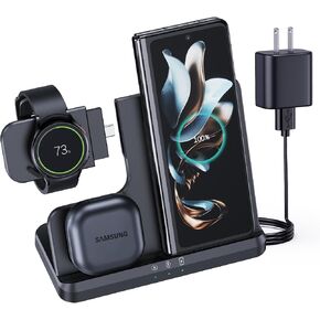 Wireless Charger for Samsung Charging Station Compatible for S24 S23 S22 Ultra Plus Galaxy Watch 7 6 Classic 5 Pro Z Fold Flip 6 5 4 3(NOT for Watch Ultra)