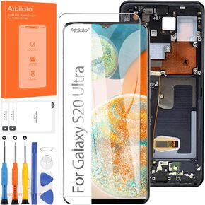 AMOLED Screen for Samsung S20 Ultra 5G Screen Replacement S20 Ultra LCD Screen SM-G988,SM-G988U Touch Display Digitizer Assembly Repair Parts with Frame(with Fingerprint Function) (Black)