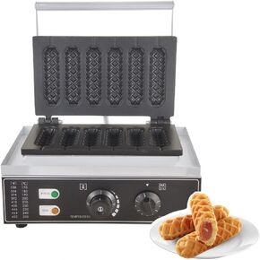 Commercial Waffle Corn Dog Hot Dog Cheese Stick Maker Machine, 6 PCS 110V 1550W, 5-min Timer