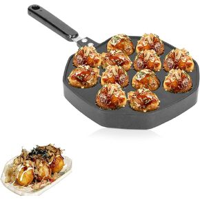 Agatige Takoyaki Maker ، 12 ثقوبًا غير محشوة بان فانكان ، ألومنيوم تاكوياكي عموم ، صينية خبز الطهي مع مقبض لصنع كرات فطيرة ، بوففيرت ، نفث ، تاكوياكي ، 13.4x7.1 × 1in in Kuwait