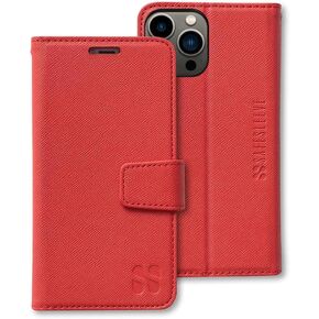 SafeSleeve EMF Protection Anti Radiation for iPhone 16 Pro Case, RFID EMF Blocking, Card Holder Wallet, Vegan Leather, Adjustable Stand Cell Phone Case, for Women & Men (Grey)