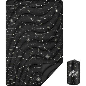OUTSKIRT Ultra-Light Camping Blanket, Packable Camping Blankets for Cold Weather, Wearable Puffy Blanket, Perfect for Traveling, Hiking, Festival & Stadium, Black