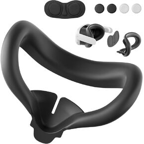 Silicone Face Pad kit for Meta Quest 3, Soft, Durable, Washable,Sweat-Proof,Lightproof Anti-Leakage Face Pad for Oculus/Meta Quest 3. Includes Meta Quest 3 Lens Cover and Controller Joystick Caps.