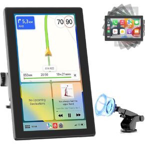 Spedal 7'' Apple CarPlay Screen with Android Auto, CL798 Portable Touchscreen with Portrait & Landscape Modes, Magnetic Bracket, GPS Navigation, Mirror Link, Bluetooth, Voice Control, OTA Update
