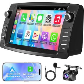 【4+64G】Android 13 Stereo for Toyota Corolla E120 2000-2006, 6.2 Inch Touchscreen Radio support Wireless CarPlay&Android Auto/GPS Navigation/WIFI/Bluetooth5.2/Voice Control/FM Radio//SWC+Backup Camera