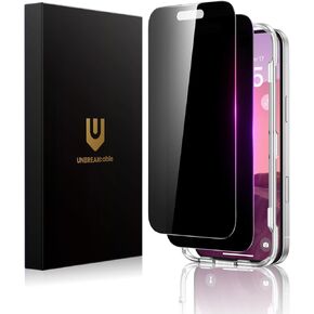 UNBREAKcable Privacy Screen Protector for iPhone 16/15, 28° Anti Spy Tempered Glass Film, Full Coverage, Anti-Scratch, 9H Hardness, Military Grade Protection, 99.99% HD, Sensitive Touch, 2 Pack
