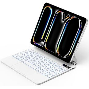حالة لوحة المفاتيح المغناطيسية لـ iPad Pro 11 بوصة (M4،2024) ، نقرة-في أي مكان تتبع مع 7 ألوان للإضاءة الخلفية لـ iPad Pro 11 لوحة مفاتيح أبيض