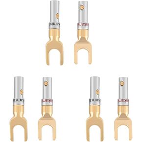 6PcsPack 24K Gold Plated 4mm Banana U Fork Y Spade Speaker Plug Wire Connector Solder