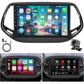 10 inches Car Stereo Radio for Jeep Compass 2017 2018 2019, Android 13 Car Stereo Radio w/CarPlay &Android Auto Radio, Support GPS Bluetooth/SWC/WiFi/Backup Camera Radio(2+32G)