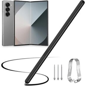 Tongate for Galaxy Z Fold 6/fold 5 Slim S Pen Fold Edition 4096 مستويات الضغط لـ Samsung Z Fold 6/5 الهواتف فقط ، قلم اللمس على قلم Samsung Z ، مع Tips 3* S & 1* S Pen Holder ، أسود