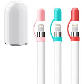 [4 Pack] Greophko Magnetic iPencil Cap Replacement with Silicone Cap Holder for Apple Pencil 1st Generation, Cap Accessories for iPad Pro 9.7", iPad10/9/8/7/6 Air 3rd Mini 5th Pencil