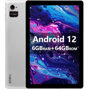 10 inch Tablet, Android Tablet, 6GB RAM 64GB ROM, Quad-Core Processor, 1280x800 IPS HD Touch Screen Tablet, WiFi 6, Dual Camera, BT 5.2, 6000mAh Long Lasting Battery