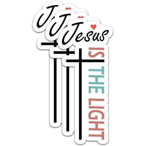 (3Pcs) Jesus is The Light Stickers Christian Stickers Jesus Stickers Decal Waterproof Vinyl Stickers Adult for Laptop Car Tumbler Water Bottle Mug Phone Notebook Helmet - Size 3"x1.3"