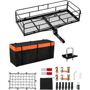 VEVOR 60" x 24" x 14", Hitch Cargo Carrier, 500 lbs Capacity Hitch Cargo Carrier with Cargo Net & Waterproof Cargo Bag, Folding Hitch Mount Cargo Carrier with Reflective Reminder, Fit for SUVs