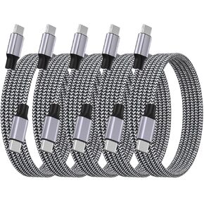 [Apple MFi Certified] iPhone 16 Fast Charger Cable, BARMASO 5Pack 100W USB-C Braided Charge Cable Type-C to Type-C Charger Cord Fast Charging for iPhone 16/16 Pro/16 Plus/16 Pro Max/15/15 Pro/iPad Pro