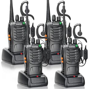 Walkie Talkies Long Range for Adults Copy Frequency Baofeng Radio Walkie Talkie Earpiece with Mic Rechargeable Handheld Two Way Radio with Charger Walky Talky for Cruise Ships Camping Skiing (4Pack)