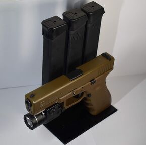 Priceless Innovations 9mm Handgun Display Stand and Magazine Holder - Mount Rack (Glock 9mm)