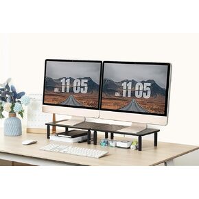 Monitor Stand for Desk - 2 Pack Monitor Riser ,Adjustable Laptop Riser,Desk Organizer Desktop Printer Laptop Storage Shelf,Mesh Metal Computer Item Stand