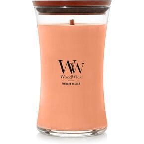 WoodWick Large Hourglass Candle, White Tea Jasmine - Premium Soy Blend Wax, Pluswick Innovation Wood Wick, Made in USA