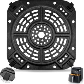 Air Fryer Grill Plate for Ninja AF141 Air Fryer Pro 4-in-1 5 QT, 8.5''×8.5'' Air Fryer Accessories Rack Tray Grill Pan Crisper Plate Replacement Parts with Rubber Bumpers, Dishwasher Safe