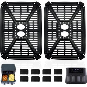 Air fryer Replacement Parts for Holstein Housewares 8.4QT Dual Basket Digital Air Fryer, 8.5×6.1 IN Air Fryer Grill Pan Grill Plate Crisper Plate Accessories Tray Rack