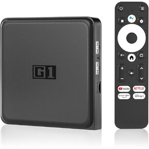 Android 11.0 TV Box 2024, G1 Smart TV Box Compatible with Netflix Google Certified, 4GB + 32GB, Ultra 4K HDR 10+, WiFi 6, Voice Remote Control, Dolby Digital Plus & Dolby Vision