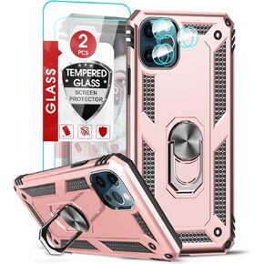 LeYi Compatible for iPhone 12 Pro Max Case with [2 Pack] Tempered Glass Screen Protector and Camera Lens Protector for Women Men, Military-Grade Phone Case for iPhone 12 Pro Max, Rose Gold